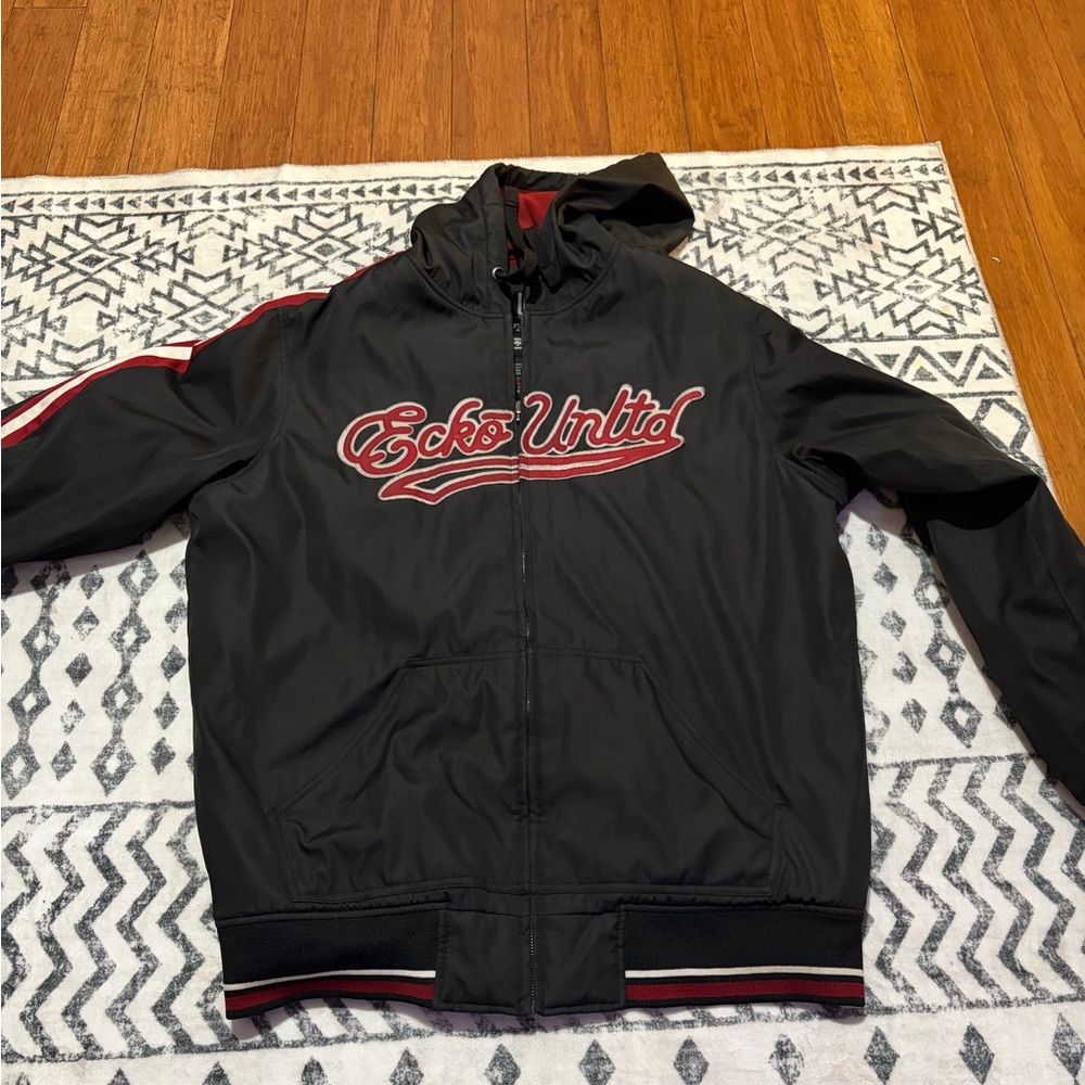 Ecko Unlimited Black and Red Bomber Jacket